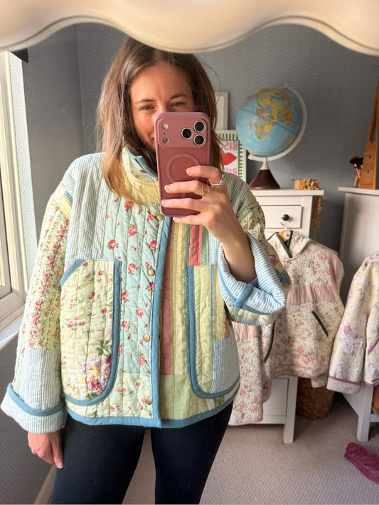 Pitton Jacket in size Medium by Made by SJP, made from a preloved quilt