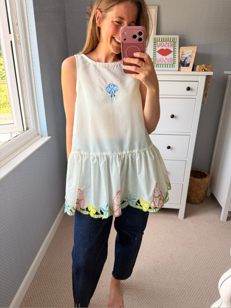 Sheer embroidered top 💗