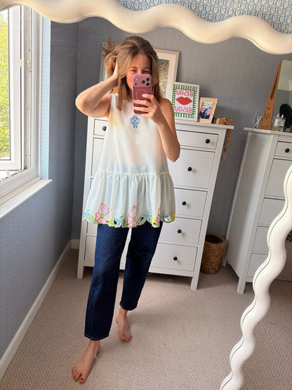 Sheer embroidered top 💗