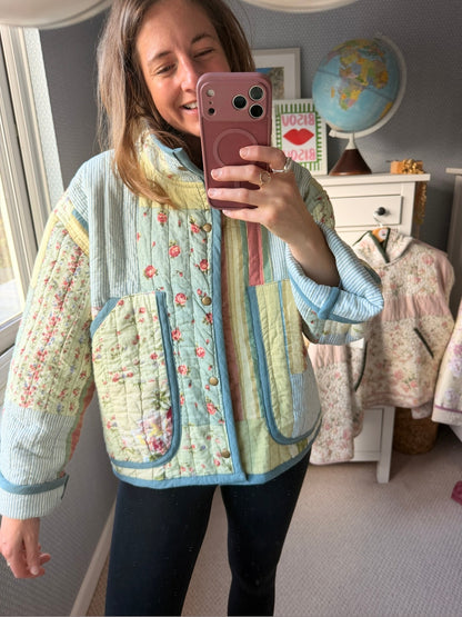 Pitton Jacket in size Medium by Made by SJP, made from a preloved quilt