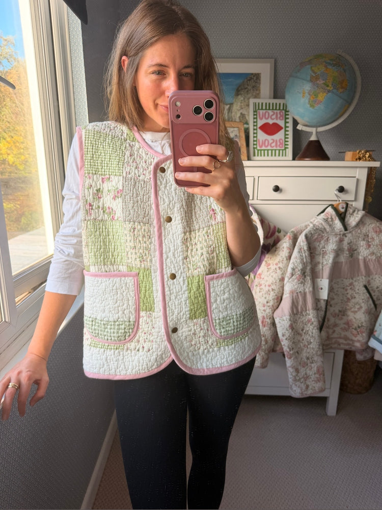 Farley Gilet in size Medium by Made by SJP, made from a preloved quilt