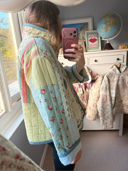 Pitton Jacket in size Medium by Made by SJP, made from a preloved quilt
